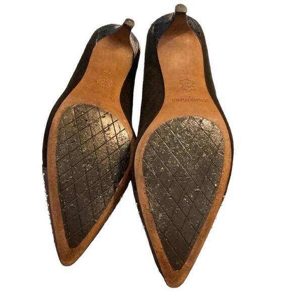 Women's Donald J Pliner Black suede & Leather Studded Kitten Heels Size 7M - Picture 8 of 10